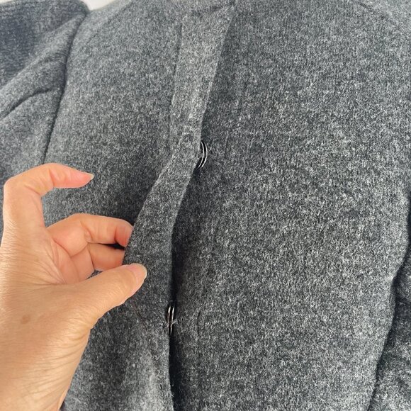 NWOT Zara Ruffled Shoulder Snap Front Cosy Knit Sweater Coat Grey Small - Picture 12 of 15